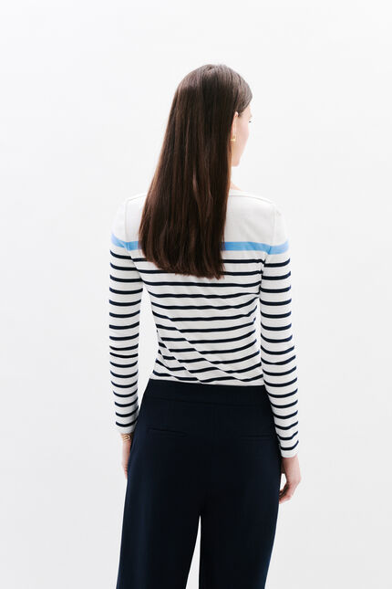 T-shirt Lana às riscas azul mulher