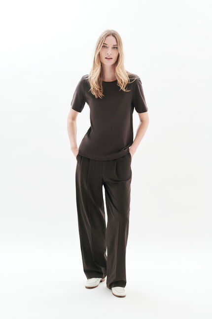 T-shirt thugo marron foncé femme