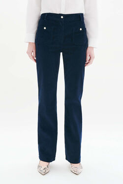 Pantalon pelley bleu marine femme