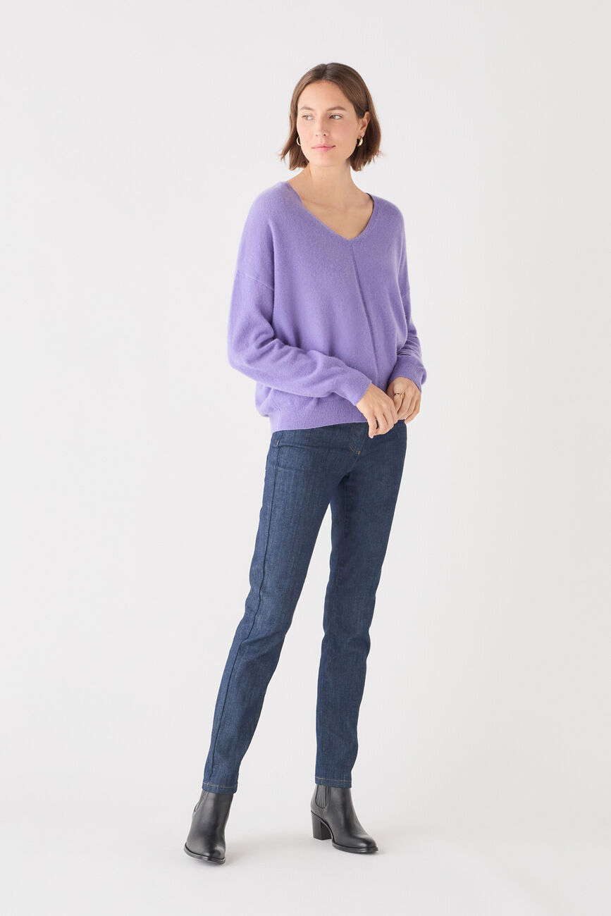 Trui Mthelmina 100% kasjmier mauve vrouw