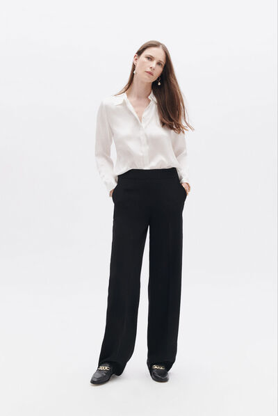 Pantalon pleo noir femme