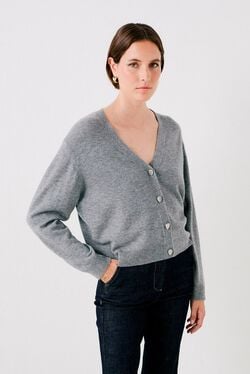 milou 100% wool cardigan grey woman