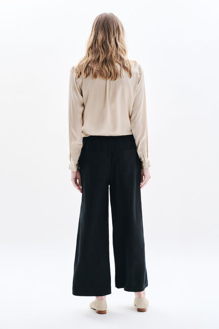Pantalon pandi 100% lin noir femme
