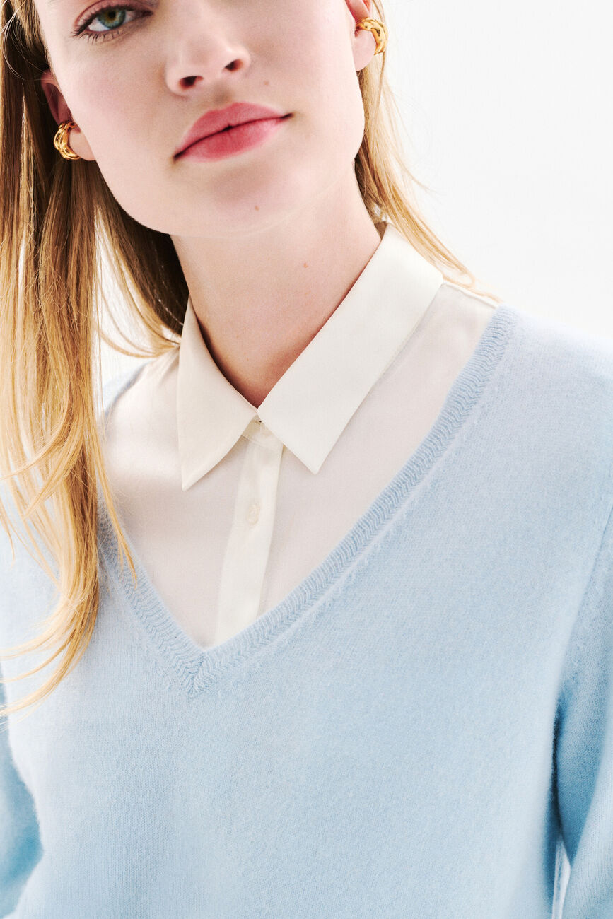 Pull marianne2 100 % cachemire bleu pastel femme
