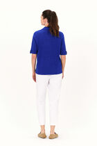 Estela 100% linen shirt turquoise blue woman