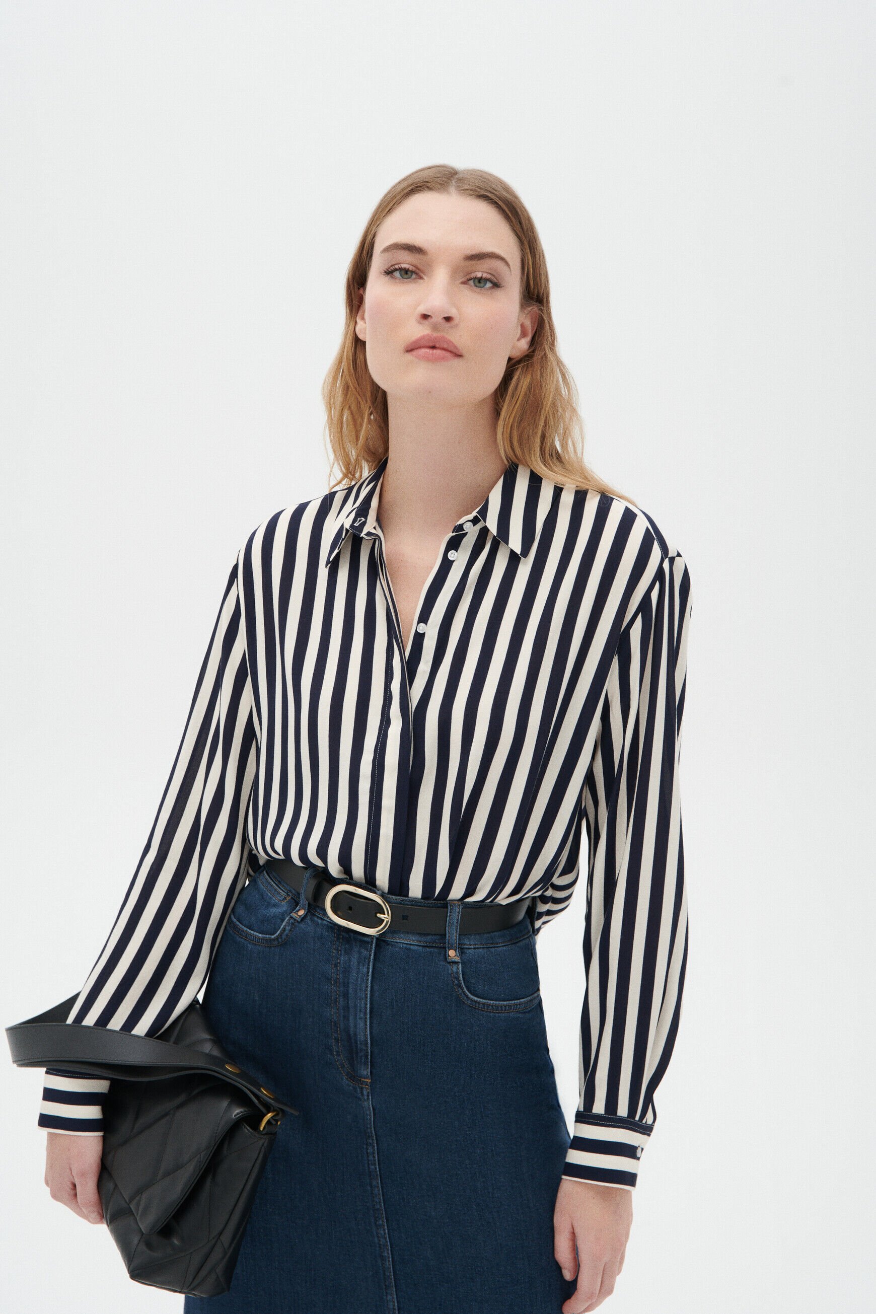 Chemise caby bleu marine femme