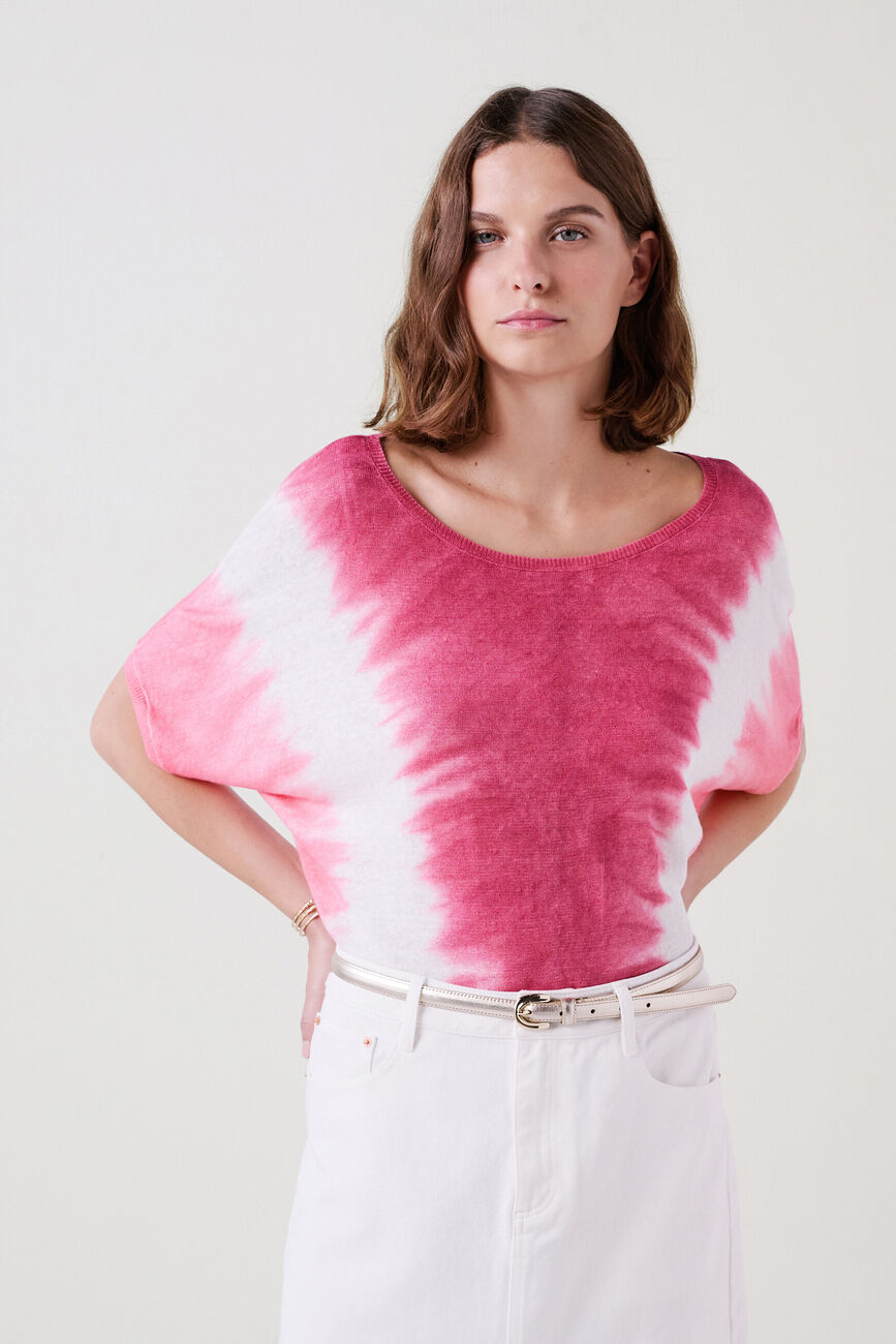 mila2 Sweater 100% Linen dark red woman