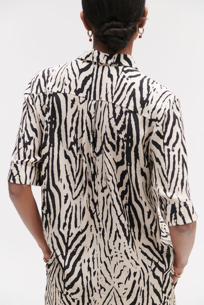 Camisa Zuma de cebra negro mujer