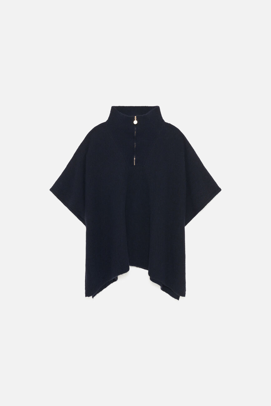 Poncho Herios bleu marine femme