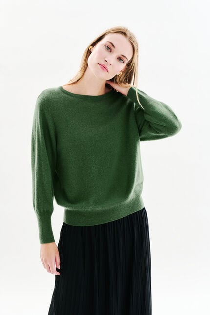 mchelsea maglione 100% cachemire verde donna
