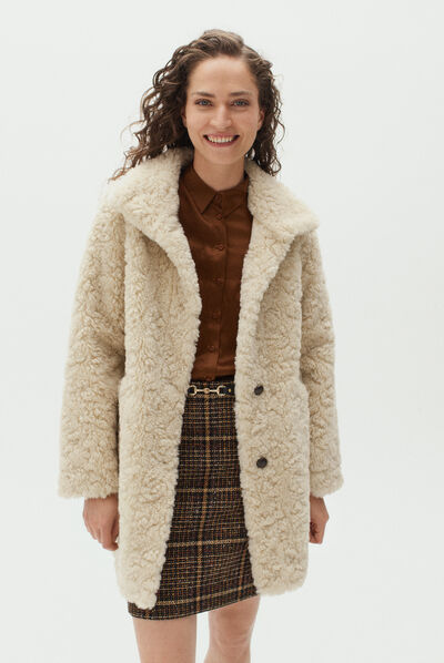 manteau agrid ivoire femme