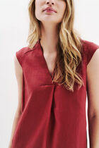 Pamela 100% linen dress burgundy woman