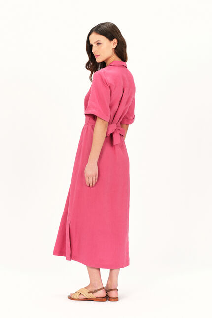 Robe relisa2 100% lin rouge fonce femme