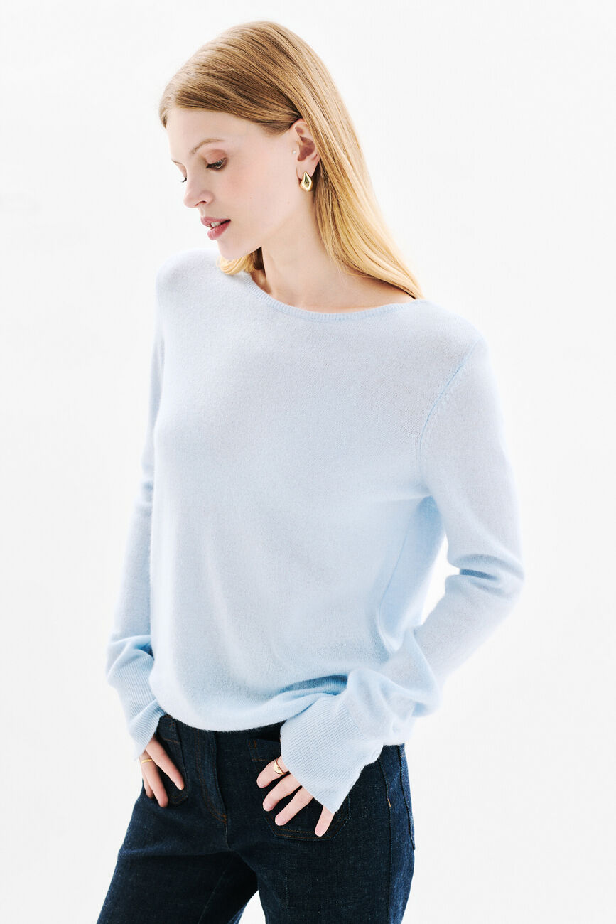 Mzoan Pullover 100% Kaschmir pastellblau damen