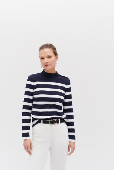 T-shirt Charlie à rayures bleu marine femme