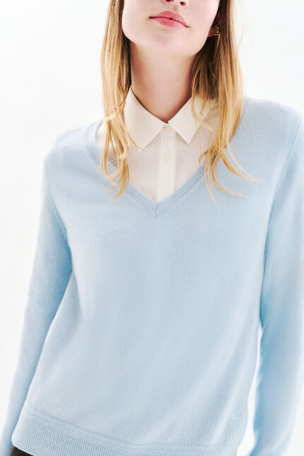 maglione marianne2 100% cachemire blu pastello donna