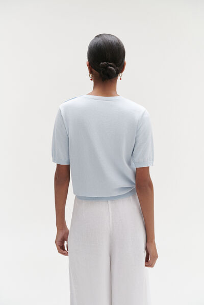 Pull paco fin bleu ciel femme