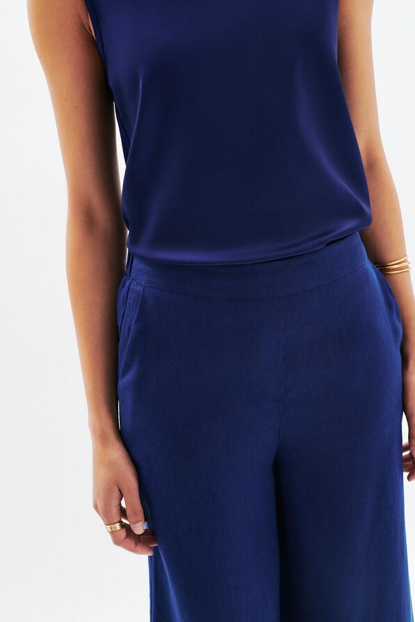 pantalon pandi 100 lin bleu marine femme Pantalon pandi 100% lin bleu marine femme