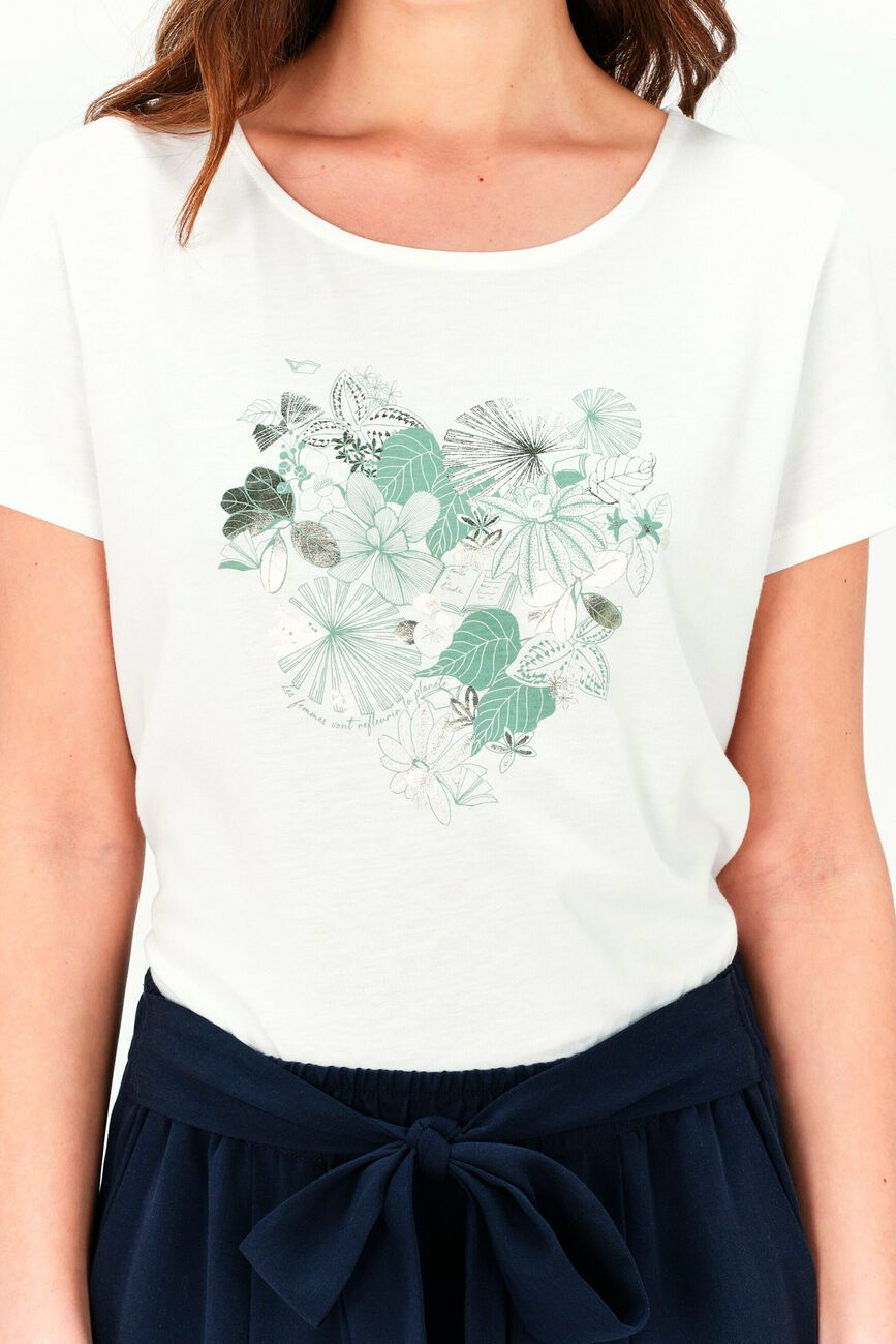 T-shirt toutes à l'école taxime heart blanc femme