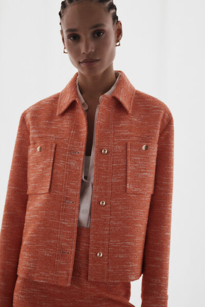 veste theoline en tweed orange femme