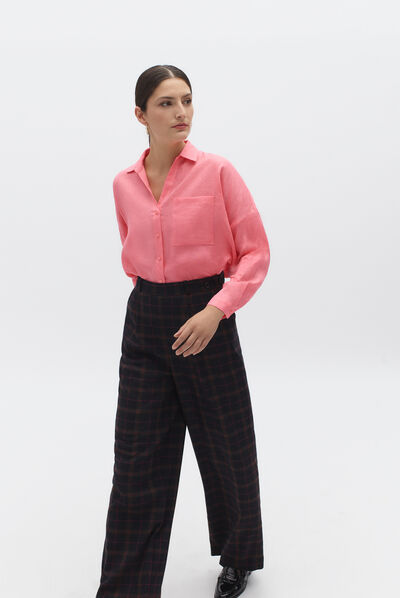 chemisier sandy 100% lin rose femme