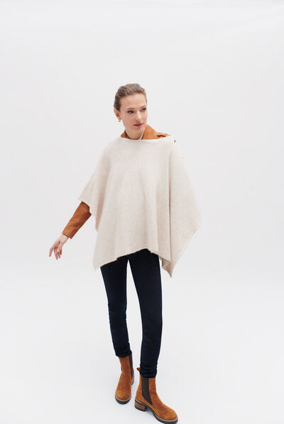 poncho lisa b beige femme