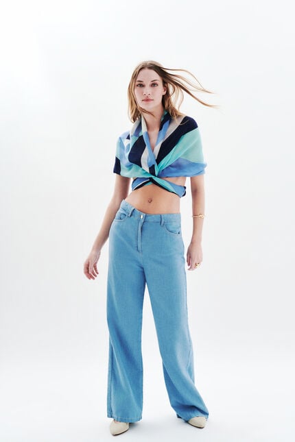 Steffyna sjaal 100% wol bleu lavande vrouw