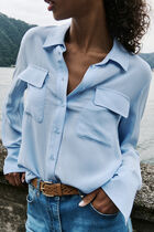 Calyson 100% silk shirt sky blue woman