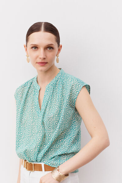 chemisier elio bleu turquoise femme