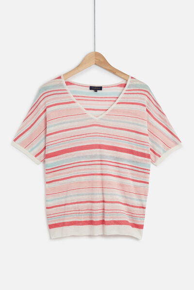 pull milano 100% lin rose femme