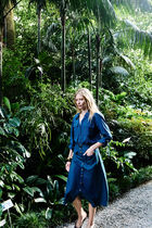 Agnes skirt 100% linen blue woman