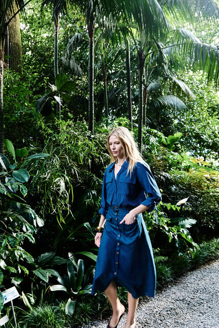 100% linnen rok Agnes blauw vrouw