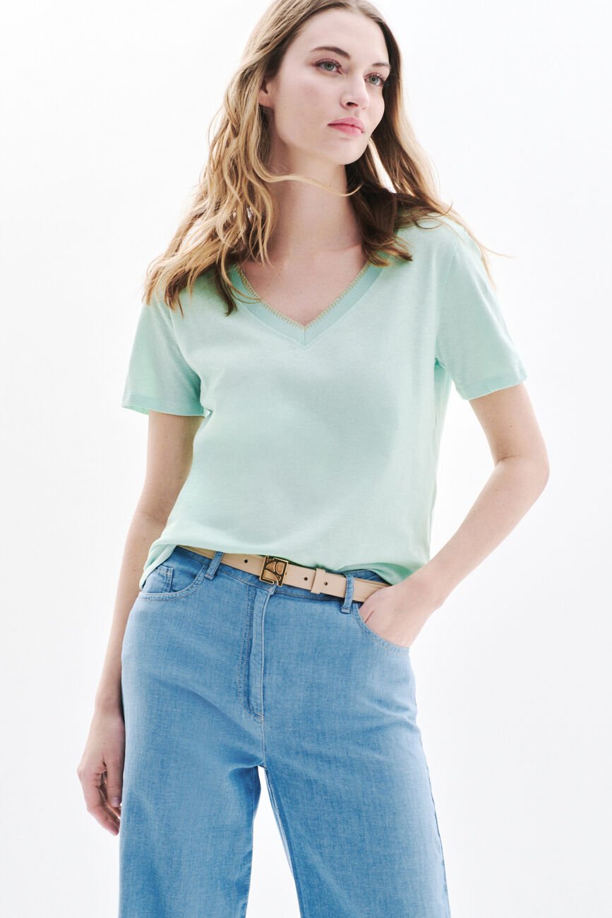 tshirt jin vert clair femme
