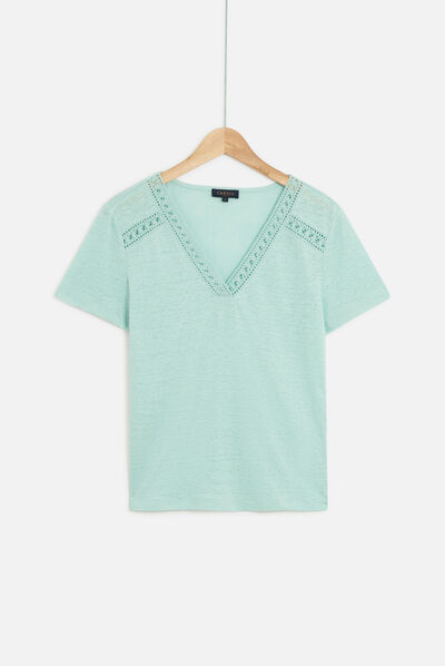 t-shirt lolita 100% lin vert menthe femme