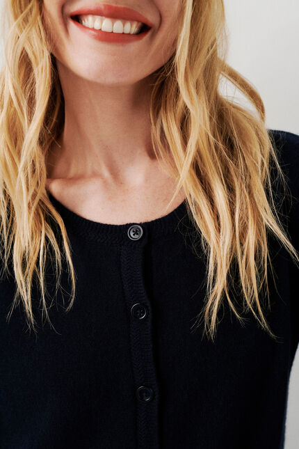 Gilet mcaroline 100 % cachemire bleu marine femme
