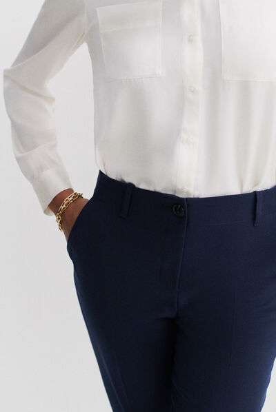 pantalon gautier bleu marine femme