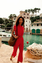 Clivio1 shirt 100% linen light red woman
