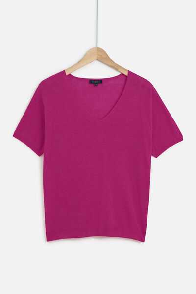 pull milane 100% lin violet femme