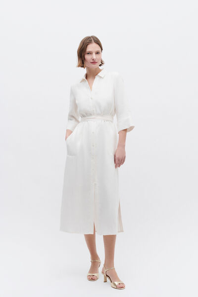 robe yana 100% lin ivoire femme