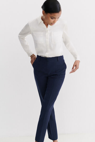 pantalon gautier bleu marine femme