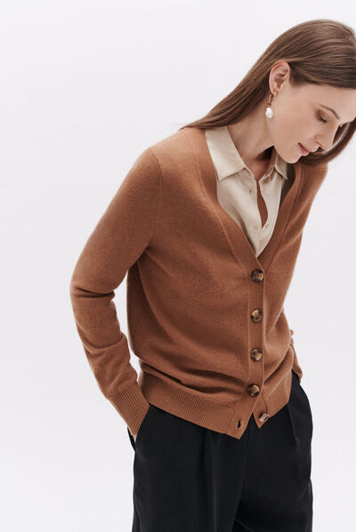 Pull marika marron cognac femme