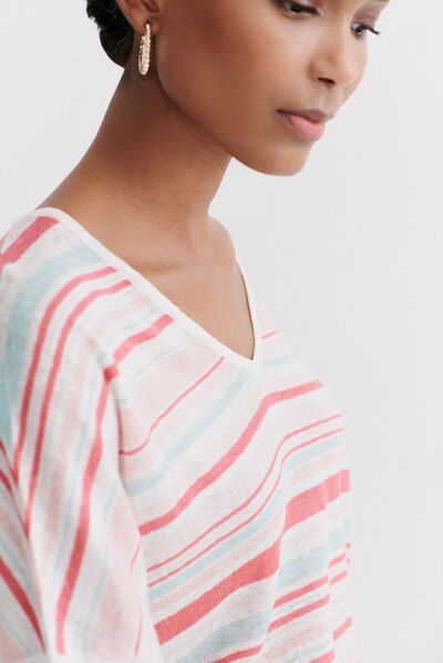 pull milano 100% lin rose femme