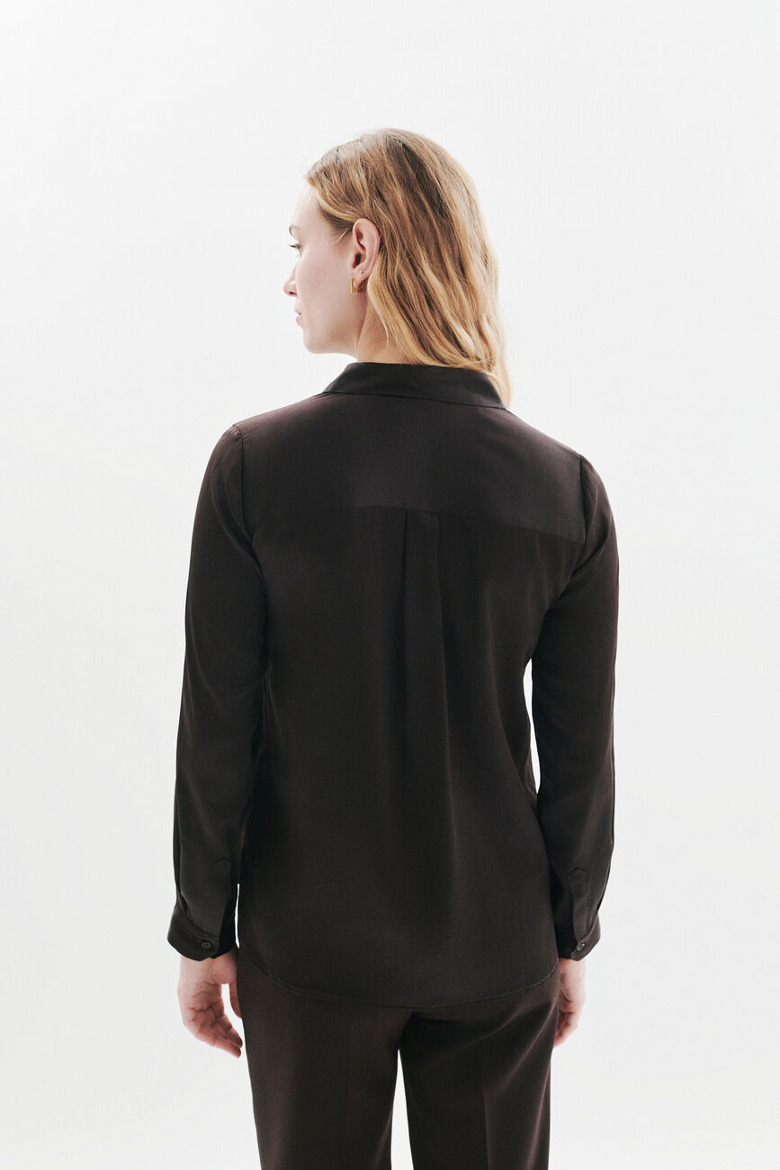 Cjamie1 100% silk shirt chocolate brown woman