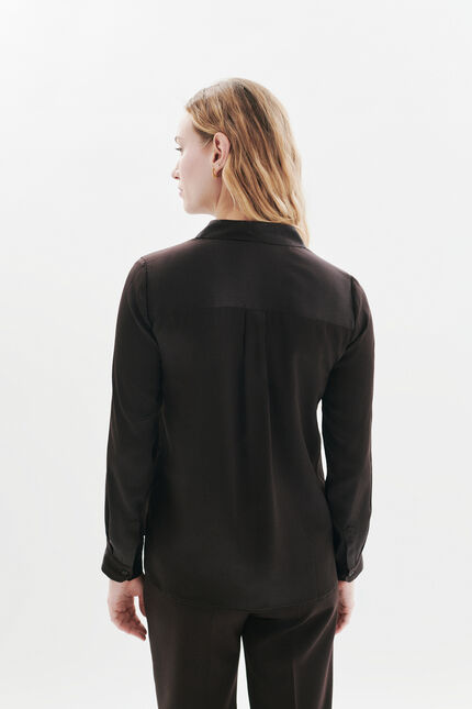 Chemise cjamie1 100% soie marron chocolat femme
