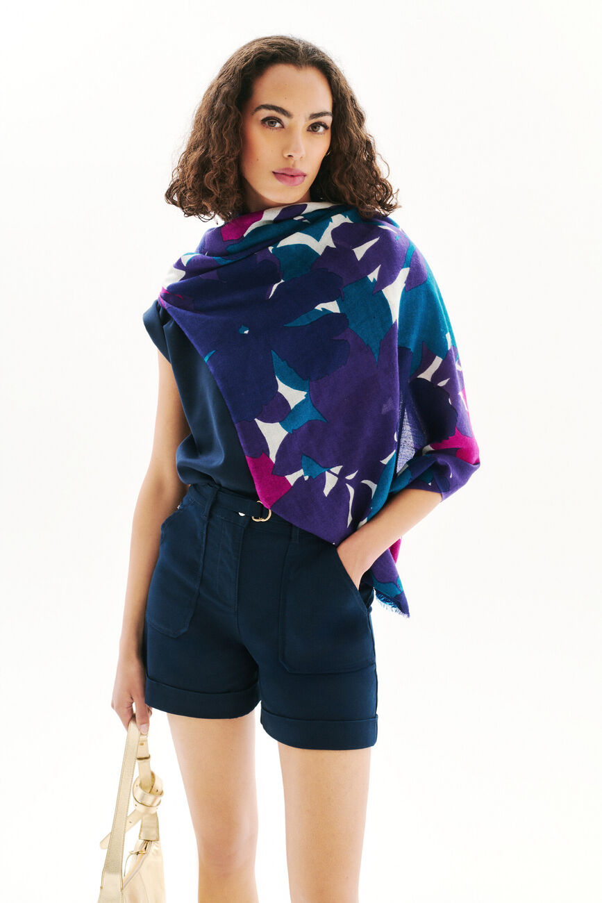 Foulard Lauriane 100% laine vert émeraude femme