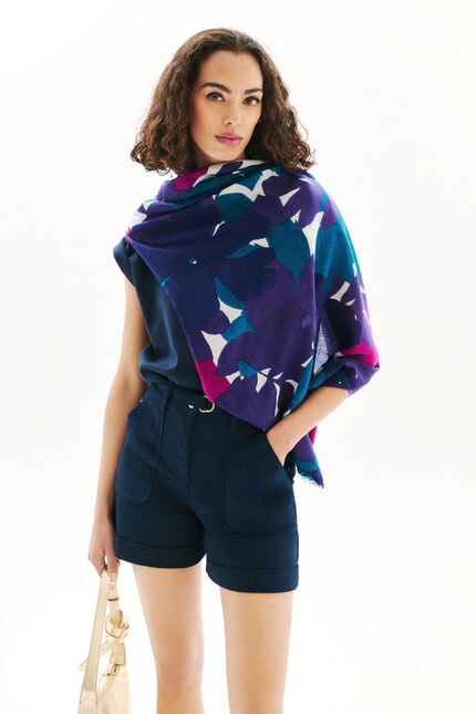 Foulard Lauriane 100% laine vert émeraude femme