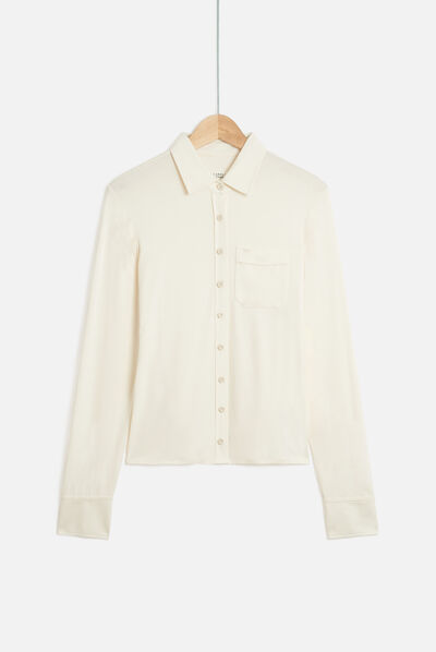 Camisa em jersey Albi cru mulher