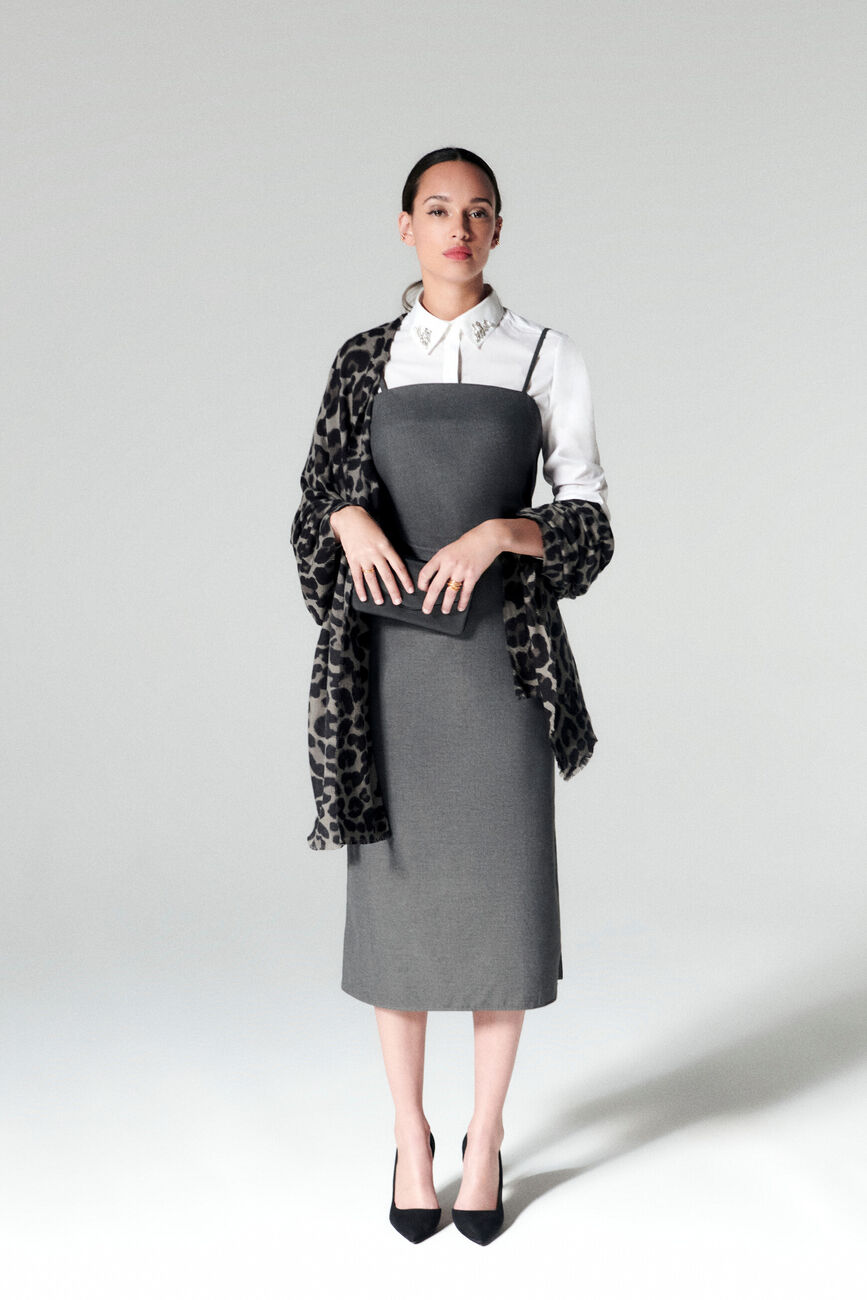 Robe radele gris fonce femme