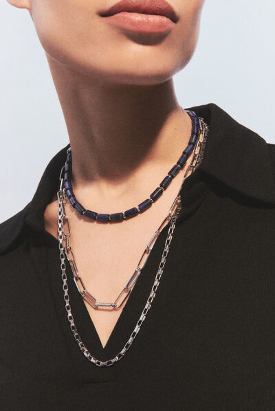 collar crista gris plateado mujer