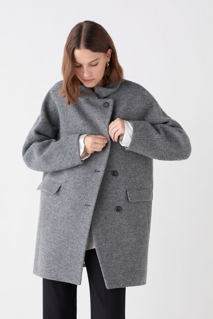Manteau Gerome 100% laine gris clair femme